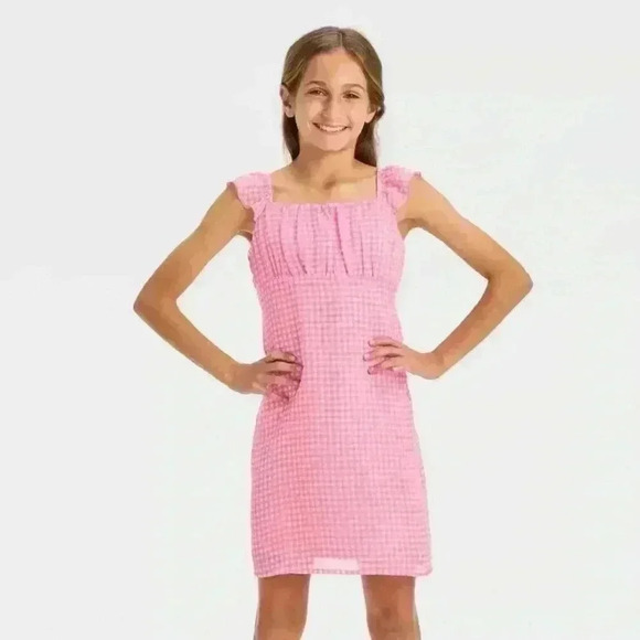 art class Other - NWT Art Class Girls’ Ruched Bust Flutter Sleeve Strap Chiffon Dress Pink XL